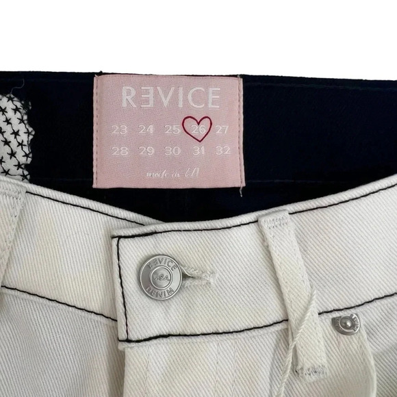 Revice Ex Boyfriend On Off Again Button Fly White Black Media Denim Size 26 - Picture 9 of 13